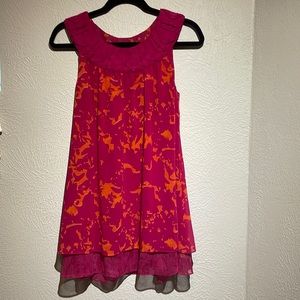 Cabi. Size small. Magenta and tangerine sleeveless tunic.